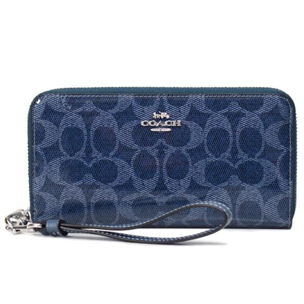 COACH デニムブルー 長財布 COACH】ブルー×デニムレザー長財布 コーチ(COACH) デニム 財布