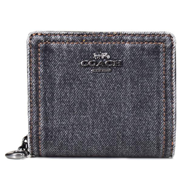 COACH コーチ 財布 デニム レザー ロゴ チャーム コンパクト