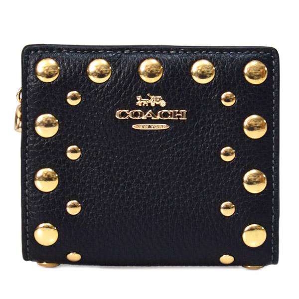 COACH コーチ 財布 ぺブルレザー スタッズ ロゴ チャーム
