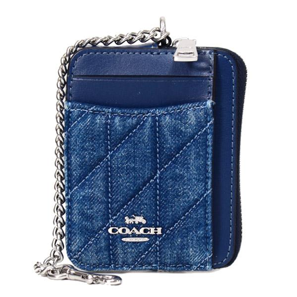 COACH（コーチ） コインケース デニム キルティング レザー チェーン
