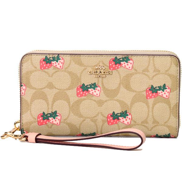 COACH（コーチ） 長財布 COACH PVC レザー シグネチャー ストロベリー