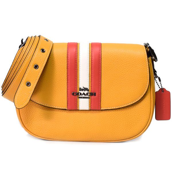 COACH（コーチ） バッグ ぺブルレザー ストライプ メイシー サドル 