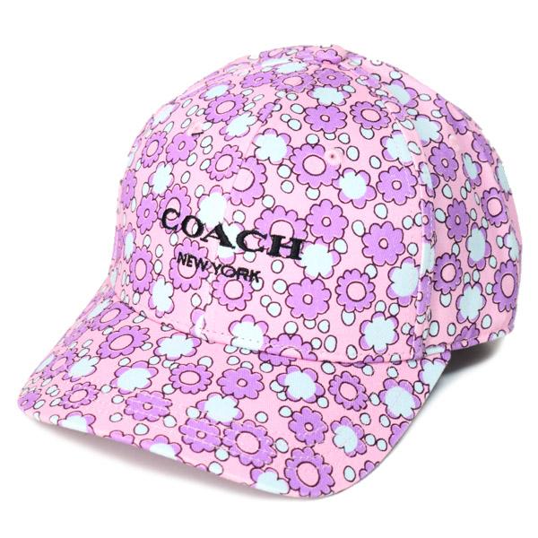 コーチ 帽子 COACH コットン シグネチャー 花柄 フラワー フローラル ロゴ キャップ ベースボール 帽子 パープル CBO67 COACH（コーチ） 帽子 コットン シグネチャー 花柄 フラワー