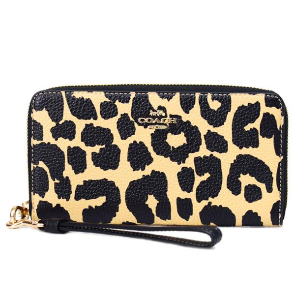 COACH（コーチ） 長財布 ぺブルレザー レオパード ヒョウ柄 アニマル