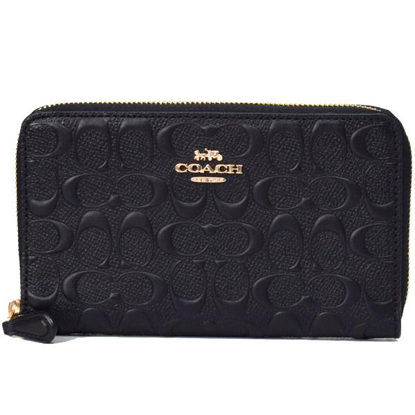 COACH（コーチ） 財布 スムースカーフレザー シグネチャー 型押し 
