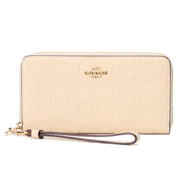 COACH（コーチ） 長財布 ぺブルレザー シグネチャー 型押し リスト