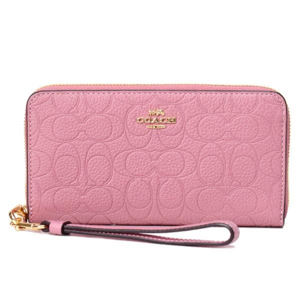 COACH 長財布 ピオニー COACH（コーチ） 長財布 ぺブルレザー シグネチャー 型押し リスト
