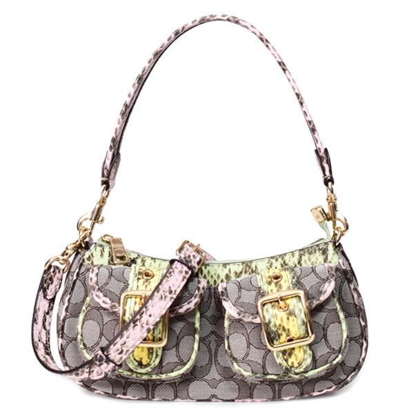 【美品】COACH パイソン柄 ハンドバッグ COACH（コーチ） バッグ パイソン ジャガード レザー シグネチャー