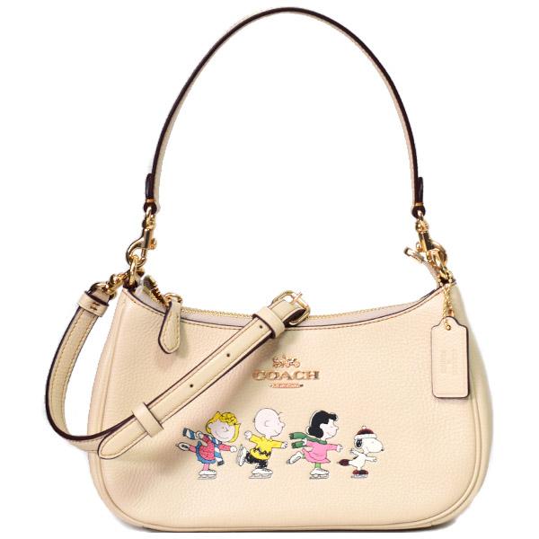 コーチ バッグ スヌーピー COACH ぺブルレザー ピーナッツ コラボ 