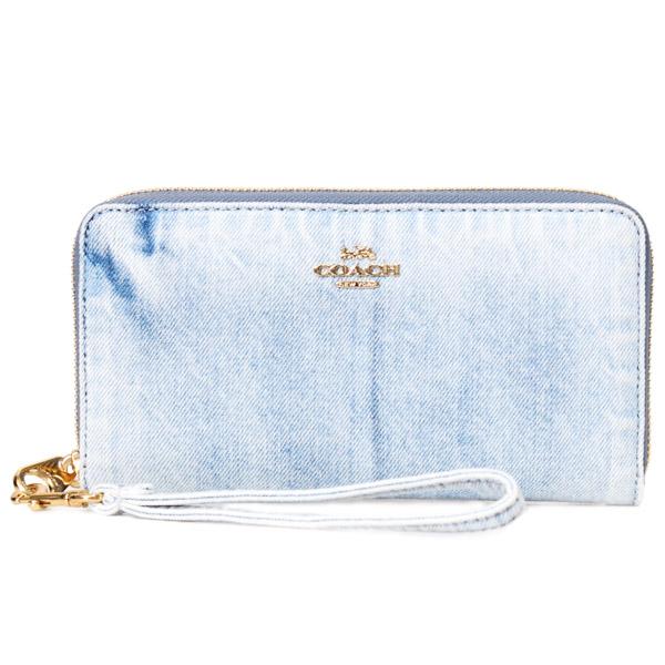 COACH（コーチ） 長財布 デニム レザー ロゴ リストレット ロング