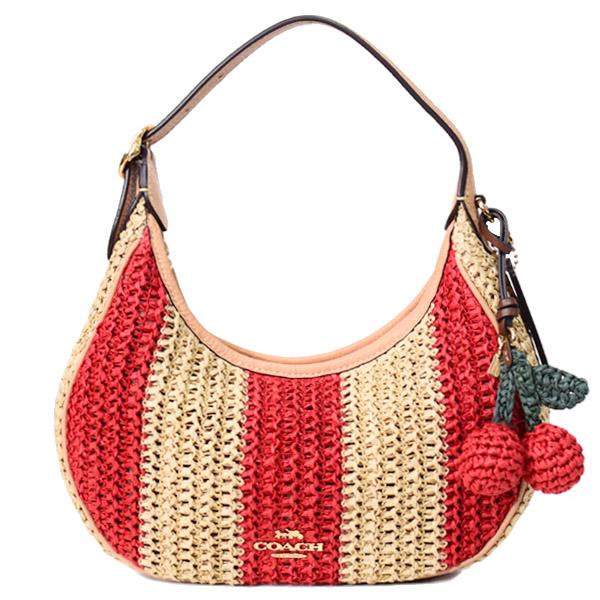 COACH（コーチ） バッグ かごバッグ 三日月型 ストロー レザー