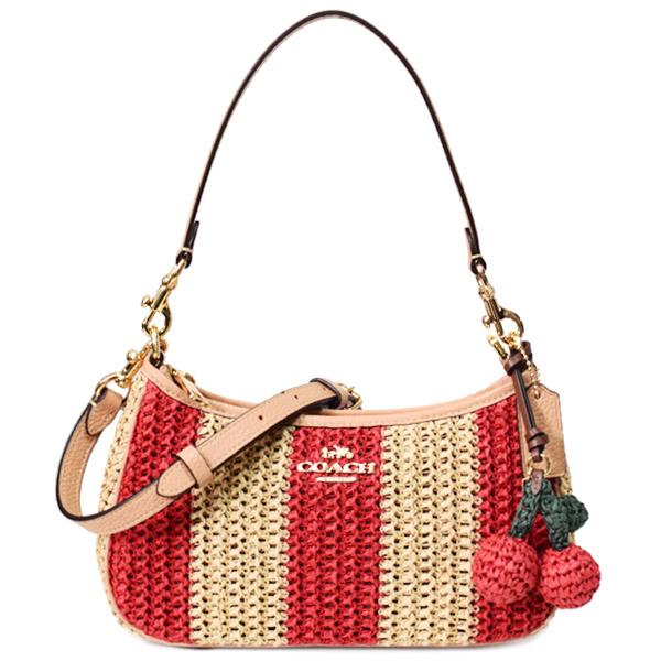 COACH（コーチ） バッグ かごバッグ ストロー レザー ストライプ テリ 