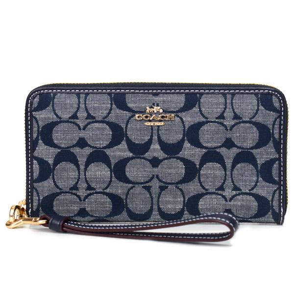 COACH コーチ 長財布 シャンブレー レザー シグネチャー ロゴ