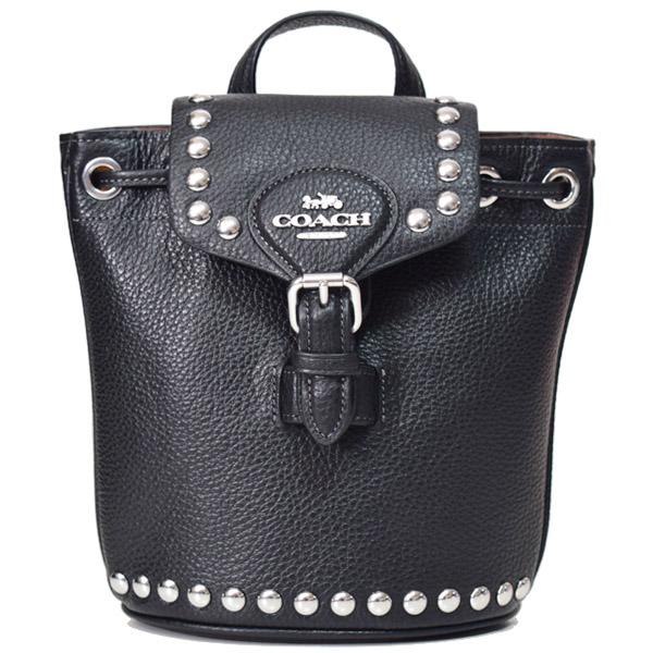 コーチ バッグ COACH ぺブルレザー スタッズ アメリア ロゴ コンバーチブル リュックサック バックパック ボディバッグ ブラック×バッドランズ CM041 COACH（コーチ） バッグ ぺブルレザー スタッズ アメリア ロゴ