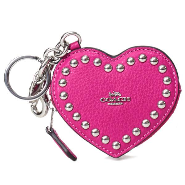 COACH（コーチ） キーホルダー ぺブルレザー スタッズ ハート ポーチ 