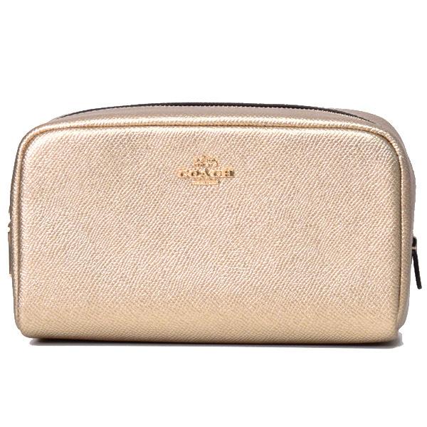 コーチ コスメポーチ Coach メタリッククロスグレインレザー ロゴ スモール ボクシー コスメティック ケース 化粧ポーチ メタリックペールゴールド Coach1409 Coach1409 ブランド専門店 パイクストリート 通販 Yahoo ショッピング