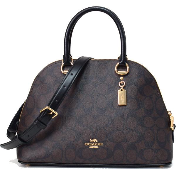 COACH コーチ　ハンドバッグ　キャンバス　ブラック　チャーム付き COACH コーチ バッグ コーティングキャンバス スムースレザー