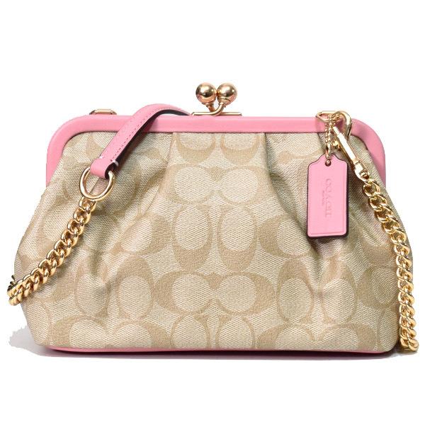 コーチ バッグ Coach コーティングキャンバス スムースレザー シグネチャー がま口 2way ショルダー クラッチバッグ ライトカーキ バブルガム Coach2876 Coach2876 ブランド専門店 パイクストリート 通販 Yahoo ショッピング