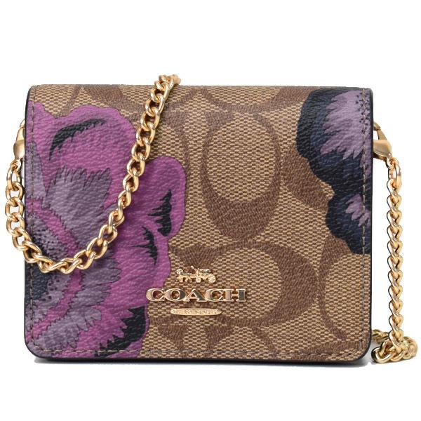 【新品】COACHコーチ★カフェファセット★チェーン付きコインカードケース★花柄 新品】COACHコーチ☆カフェファセット☆チェーン付きコイン