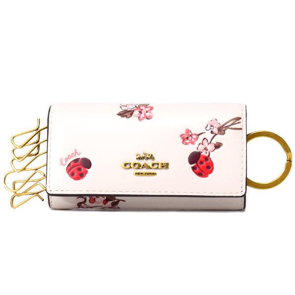 COACH（コーチ） キーケース カーフレザー レディーバグ てんとう虫 花
