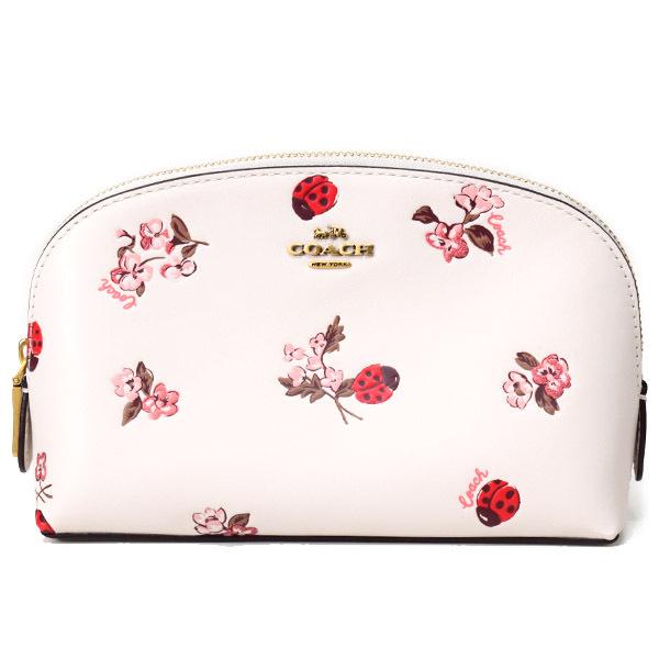 COACH コーチ コスメポーチ カーフレザー てんとう虫 花柄 COACH コーチ コスメポーチ カーフレザー てんとう虫 花柄