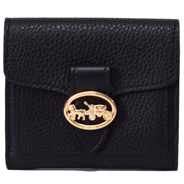 コーチ 財布 二つ折りブラック COACH（コーチ） 財布 ぺブルレザー スムースレザー ジョージー