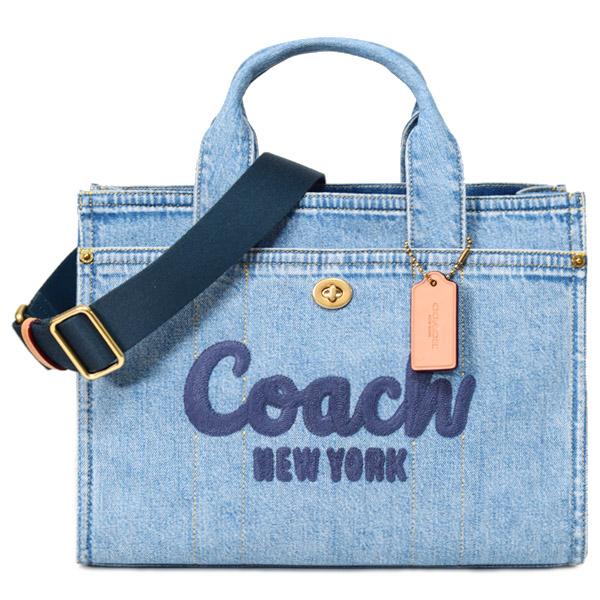 COACH コーチ デニム　トートバッグ ショルダーバッグ　CR657 新品 COACH（コーチ） バッグ デニム カーゴ トート レザー 刺〓 ロゴ 2WAY