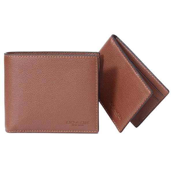 コーチ メンズ 財布 COACH レザー ロゴ スリーインワン ウォレット コンパクト ID カードケース付き 2点セット 二つ折り財布 ダークサドル CR911