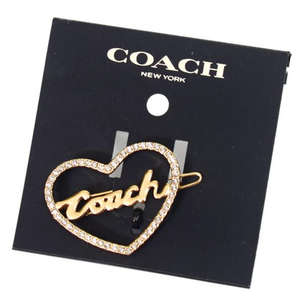 コーチ ヘアクリップ COACH プレーテッドブラス ラインストーン ロゴ パヴェ スクリプト ヘアアクセサリー ブローチ バレット バレッタ ハート型 クリップ ゴールド CV252 COACH（コーチ） ヘアクリップ プレーテッドブラス ラインストーン