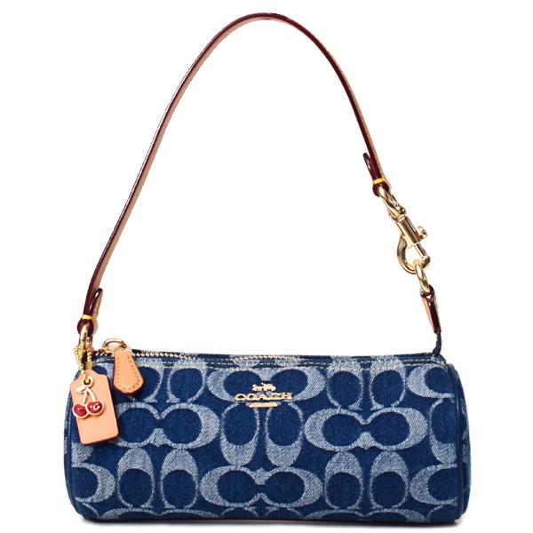 COACH コーチ バッグ デニム レザー シグネチャー 筒型 チェリー COACH コーチ バッグ デニム レザー シグネチャー 筒型 チェリー