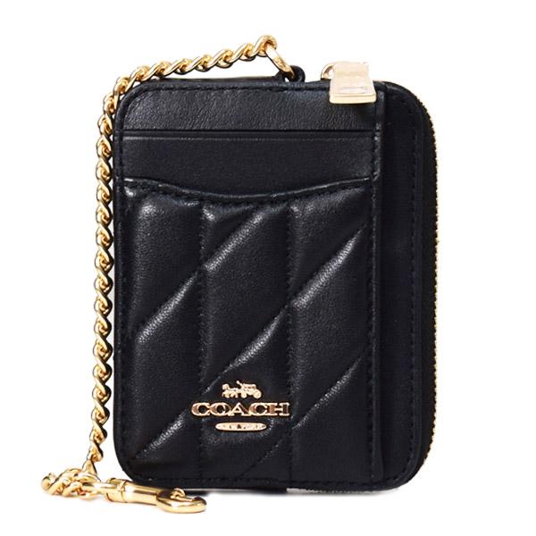 COACH（コーチ） コインケース レザー キルティング チェーン ジップ 