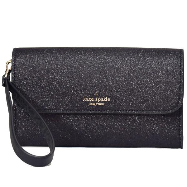 ケイトスペード 長財布 katespade グリッター フラップ ミディアム 