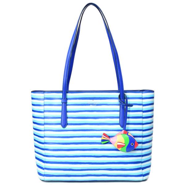 ケイトスペード バッグ katespade レザー ボーダー フィッシュ チャーム付き スカイラー ミディアム トートバッグ ブルーマルチ KG761 kate spade NEW YORK（ケイト・スペード ニューヨーク） ケイト