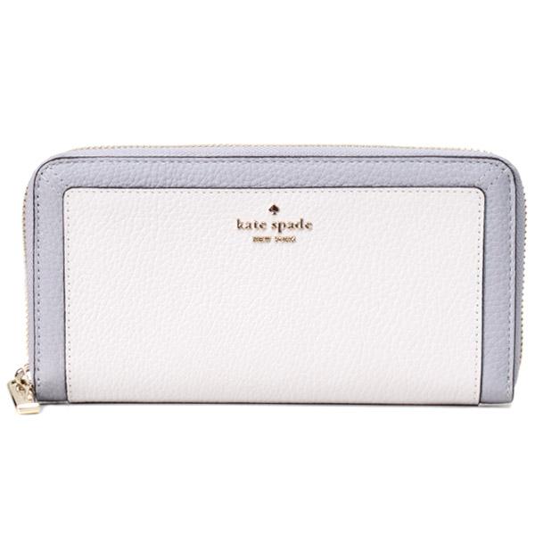 ケイトスペード 長財布 katespade ぺブルレザー レナ カラー ブロック ロゴ ラージ コンチネンタル ジップ アラウンド ウォレット 財布 マウンテングレー KI835 kate spade NEW YORK（ケイト・スペード ニューヨーク） ケイト
