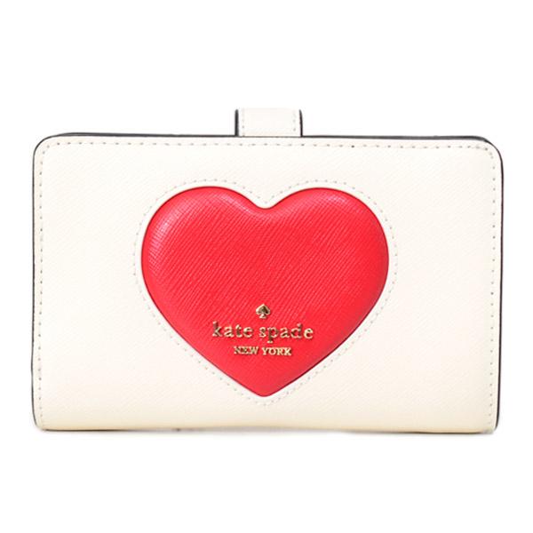 ケイトスペード 財布 katespade レザー パフィ ハート ロゴ ミディアム ウォレット 二つ折り コンパクト財布 メレンゲマルチ KK182 kate spade NEW YORK（ケイト・スペード ニューヨーク） ケイト