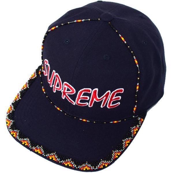 シュプリーム 小物 SUPREME アクリル ウール ビーズ 6 パネル ロゴ 刺繍 キャップ 帽子 ネイビー SS19H56