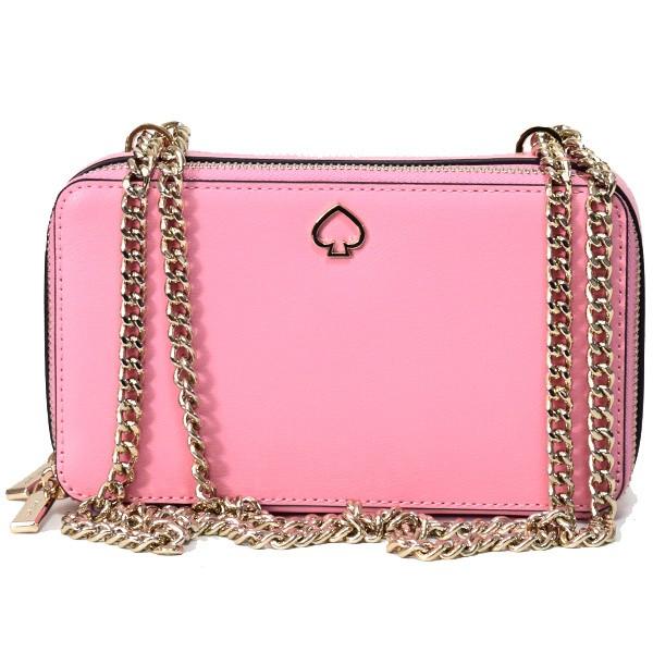 ケイトスペード バッグ katespade グレインレザー アデル チェーン ダブルジップ クロスボディー 2way 斜めがけ ショルダーバッグ ブライトカーネーション WKRU6415 kate spade NEW YORK（ケイト・スペード ニューヨーク） ケイト