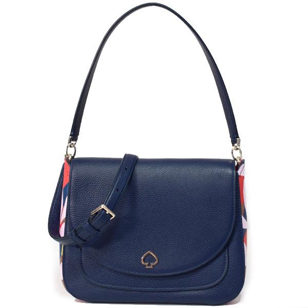 ケイトスペード バッグ katespade ペブルレザー カイリー トロピカル トス ミディアム フラップ 2way クロスボディ 斜め掛け ショルダー ハンドバッグ ネイビーマルチ WKRU6816 kate spade NEW YORK（ケイト・スペード ニューヨーク） ケイト