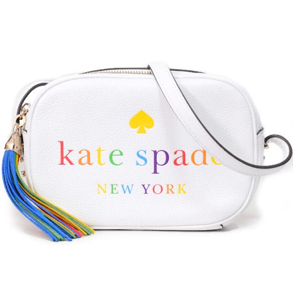 ケイトスペード バッグ katespade ぺブルレザー コートニー スペクトラム ロゴ レインボー 虹 タッセル カメラバッグ クロスボディー 2WAY 斜めがけ ショルダー クラッチバッグ ホワイトマルチ WKRU6941 kate spade NEW YORK（ケイト・スペード ニューヨーク） ケイト