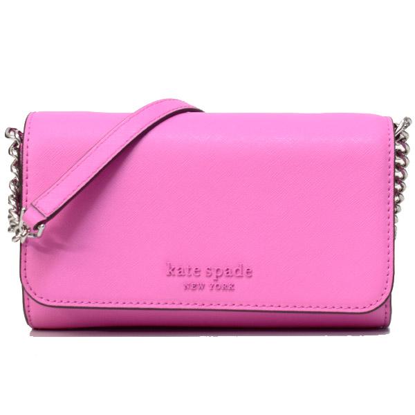 ケイトスペード バッグ katespade サフィアーノレザー キャメロン モノトーン スモール フラップ クロスボディ 2way クラッチ 斜めがけ ウォレット ショルダーバッグ ブライトピオニー WLRU5890 kate spade NEW YORK（ケイト・スペード ニューヨーク） ケイト