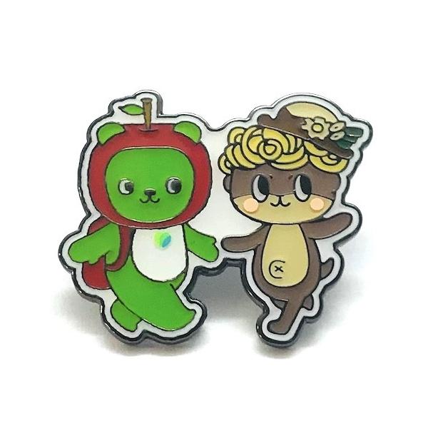 緑色キャラクターピンバッジセット 32個 アルクマ＆ご当地キャラクター/しんじょう君 ピンバッジ
