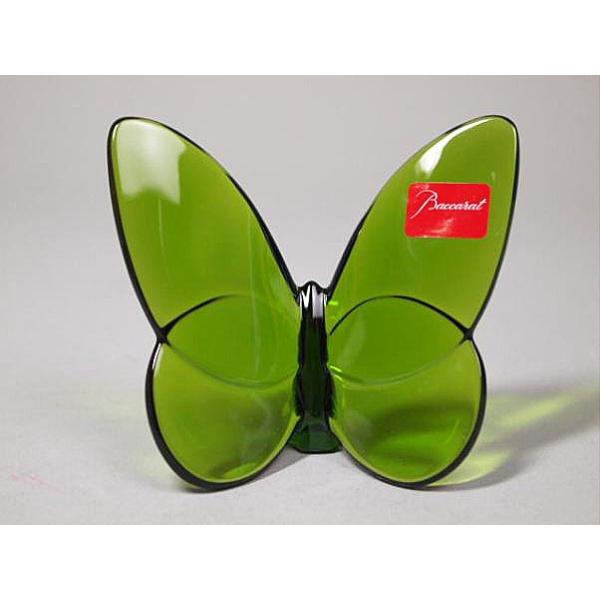 Baccarat ラッキーバタフライ置物 グリーン バカラのラッキーバタフライへ名入れ【蝶のクリスタル】｜高級記念品