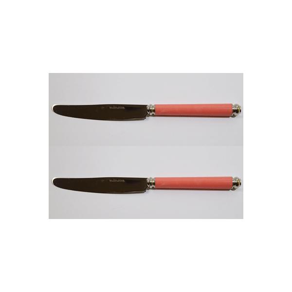 (処分品)ディナーナイフ サーモンピンク23cm 2本セット アルカディア