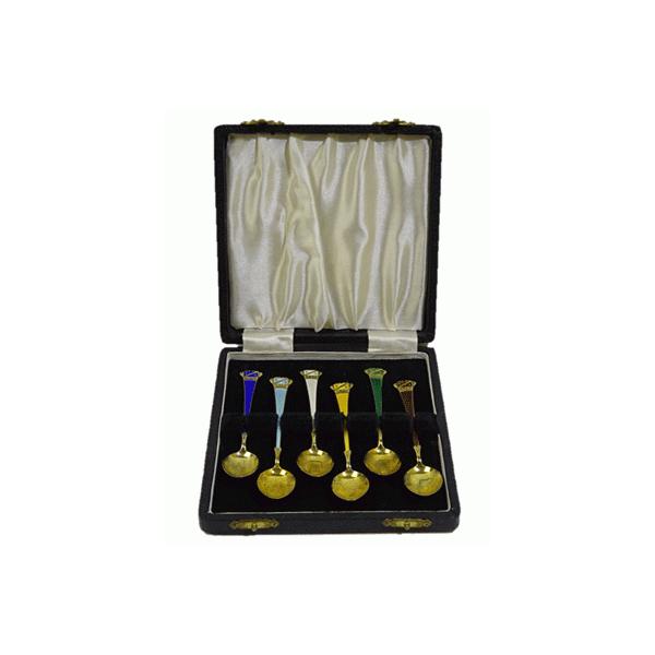 デンマーク製 エナメル色違いコーヒースプーン６本セット デンマーク製 エナメル色違いコーヒースプーン6本セット