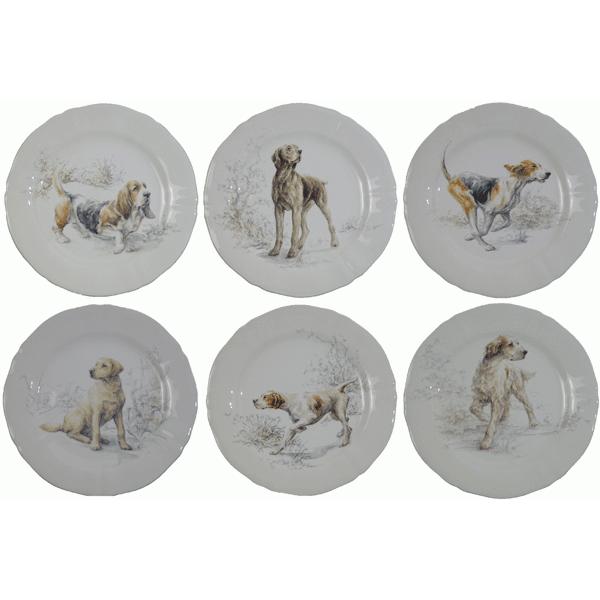 ジアン ソローニュの犬 デザートプレート23cm 6枚セット : ピナコテカ