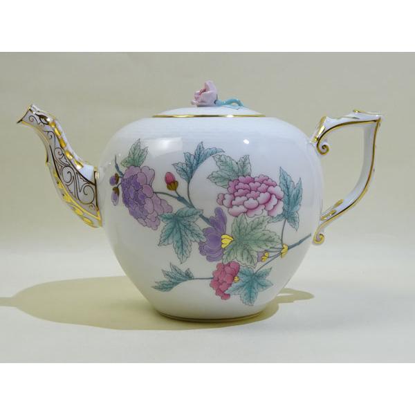 ヘレンド　新品未使用　リボンローズドラジェ　ティーポット型ミニトレー ヘレンド 新品未使用 リボンローズドラジェ ティーポット型ミニトレー