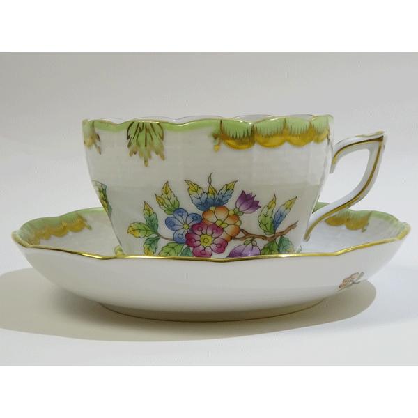 ヘレンドヴィクトリアブーケカップソーサーデザートプレート3点ペア