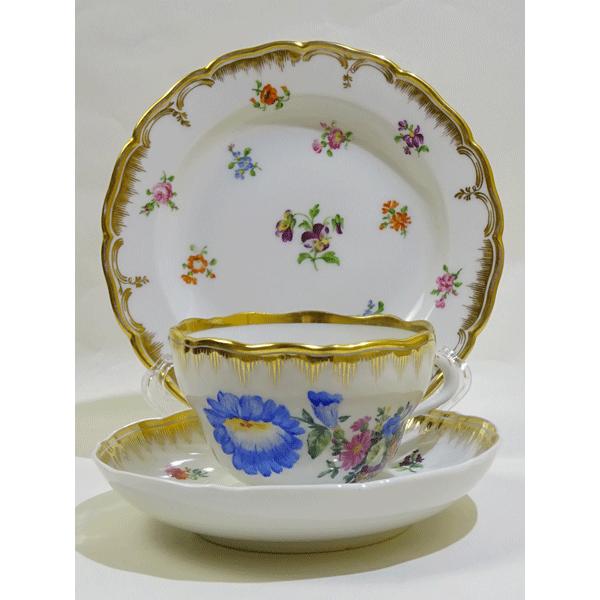 マイセン　フラワーブーケ　グリーンカップ　難あり マイセン フラワーブーケ グリーンカップ 難あり