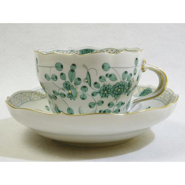 MEISSEN - マイセン　インドの華　リッチグリーン　大皿　プレート マイセン（Meissen）インドの華 リッチグリーン モカカップ