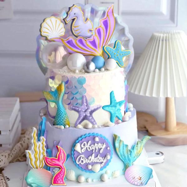 JeVenis Luxury Mermaid Tail Cake Decoration Mermaid Tail Cake Topper Mermai  :YS0000037037553561:Pink Carat 通販 